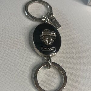 Coach Valet Black and Silver Keychain